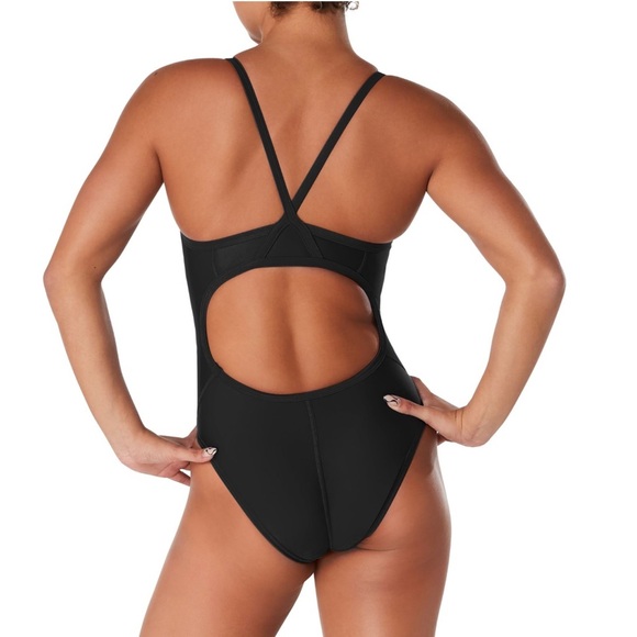 Speedo Women's Swimsuit One Piece Powerflex Eco Flyback Solid Black Sz 14 (40) - Picture 3 of 10